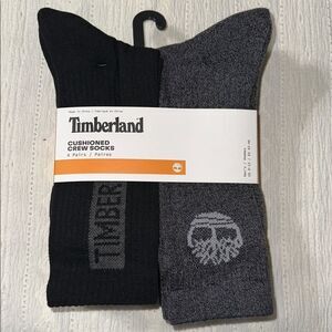 Timberland L 9-12 Silver Gray Black Performance Cushioned Crew Socks 6 pack